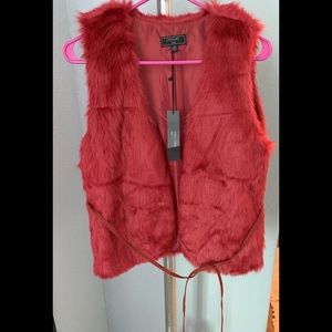 Faux Fur Vest. Color is Burgundy